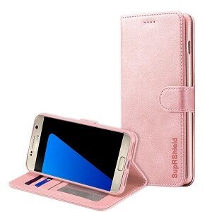 Samsung Galaxy S7 Wallet Case Leather Card Holder Flip Cover (Rose Gold)
