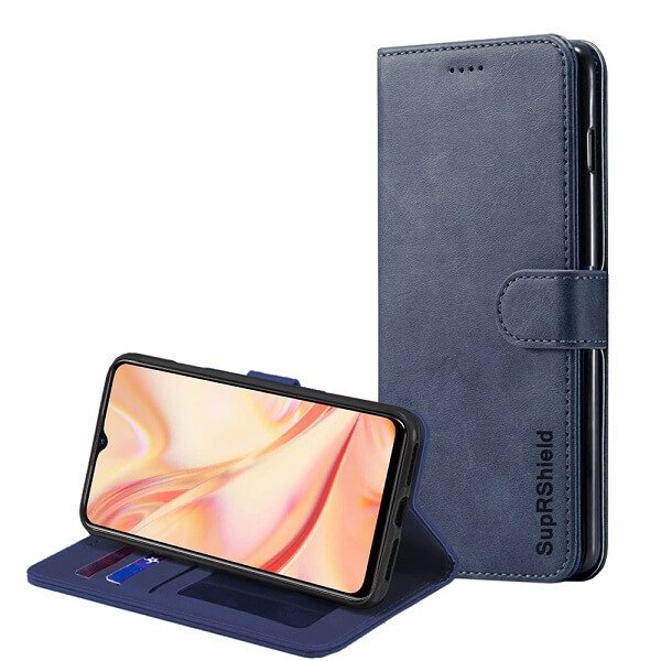 Oppo Find X2 Lite Wallet Flip Case Leather Card Slots Cover (Navy Blue)