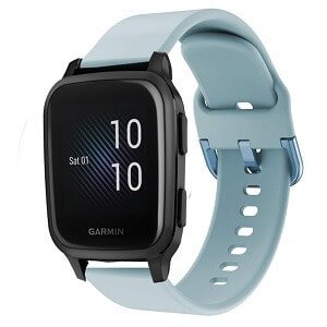 Garmin Venu SQ Silicone Wristband Adjustable Silicone Rubber Smart Watch Wrist Band Kit (Light Blue)