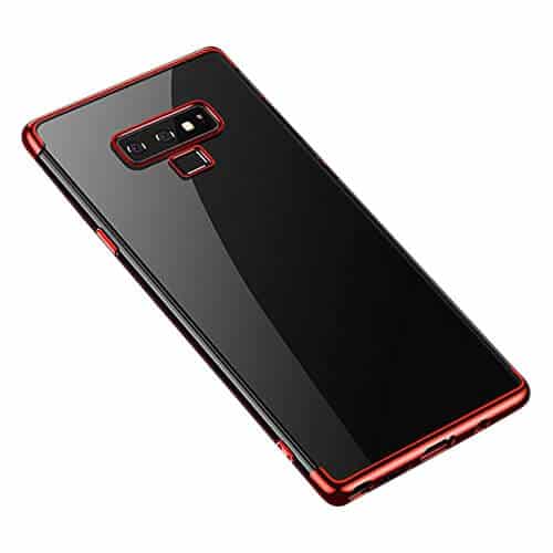 Samsung Galaxy Note 9 Luxury Plating Clear Case Matte Transparent Protective Gel Cover (Red)