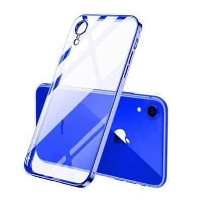 Apple iPhone XR Clear Case Luxury Plating Transparent Hard PC Back Cover (Blue)..