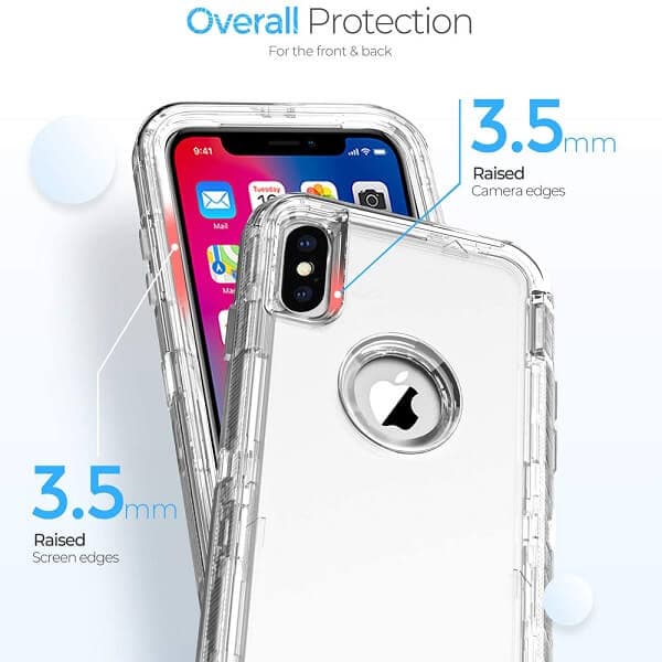 Apple iPhone XS X Case Clear Drop Resistant Defender Tough Bumper Heavy Duty Shockproof Back Cover