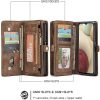 Samsung Galaxy A12 Zipper & Detachable Retro Leather Pouch Wallet Flip Purse Bag Detachable Phone Case Cover (Brown)