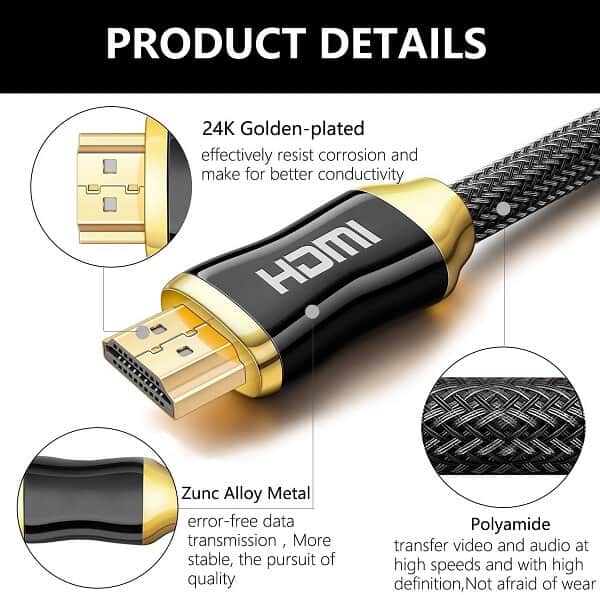 4K 33FT 10M 10 Meters HDMI Cable High Speed Ultra HD 4K 1080p Pro Series with Nylon Crystal Net Zinc Alloy Gold Plated Connector Compatible With PS5 /PS4 /Xbox 360 /Mac /HDTV /Projector /TV Box & Monitor (10m)