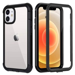 Apple iPhone 12 Mini Military Grade Full Body Shockproof Clear Heavy Duty Case Bumper Drop Protection Tough Cover (Black)
