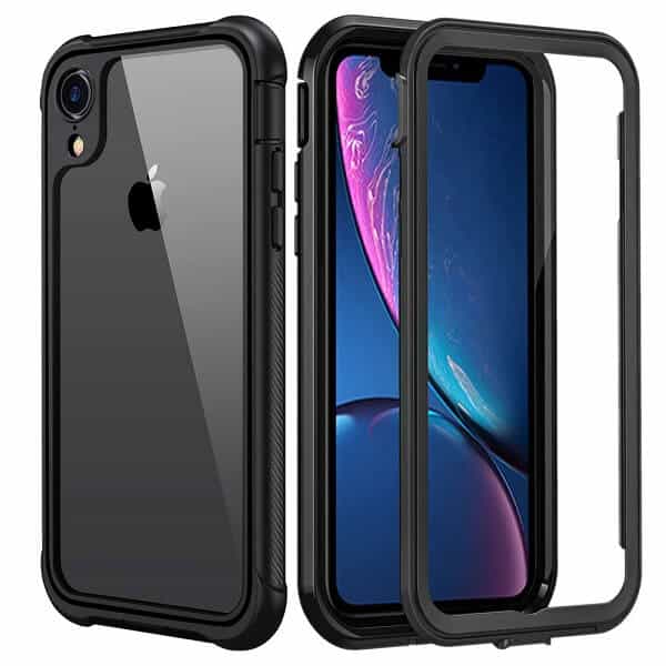 Apple iPhone XR Military Grade Full Body Shockproof Clear Heavy Duty Case Bumper Drop Protection Tough Cover (Black)