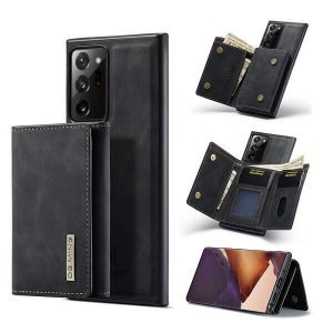DG.MING For Samsung Galaxy Note 20 Ultra Premium Trifold Wallet Leather Case With 2-in-1 Magnetic Detachable Card Holder Pocket Cover - Black