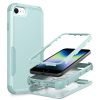 For Apple iPhone SE 2022 3in1 Case Drop Resistant Defender Tradies Hybrid Armor Heavy Duty Rugged Shockproof Tough Cover (Sky Blue)