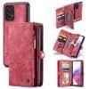 CaseMe Samsung Galaxy A53 5G Zipper & Detachable Retro Leather Pouch Wallet Flip Purse Bag Detachable Phone Case Cover (Red)