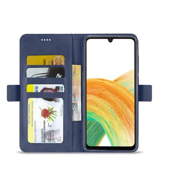 Samsung Galaxy A33 5G SupRShield Wallet Leather Card Holder Flip Protective Shockproof Magnetic Case Cover (Navy Blue)Samsung Galaxy A33 5G SupRShield Wallet Leather Card Holder Flip Protective Shockproof Magnetic Case Cover (Navy Blue)